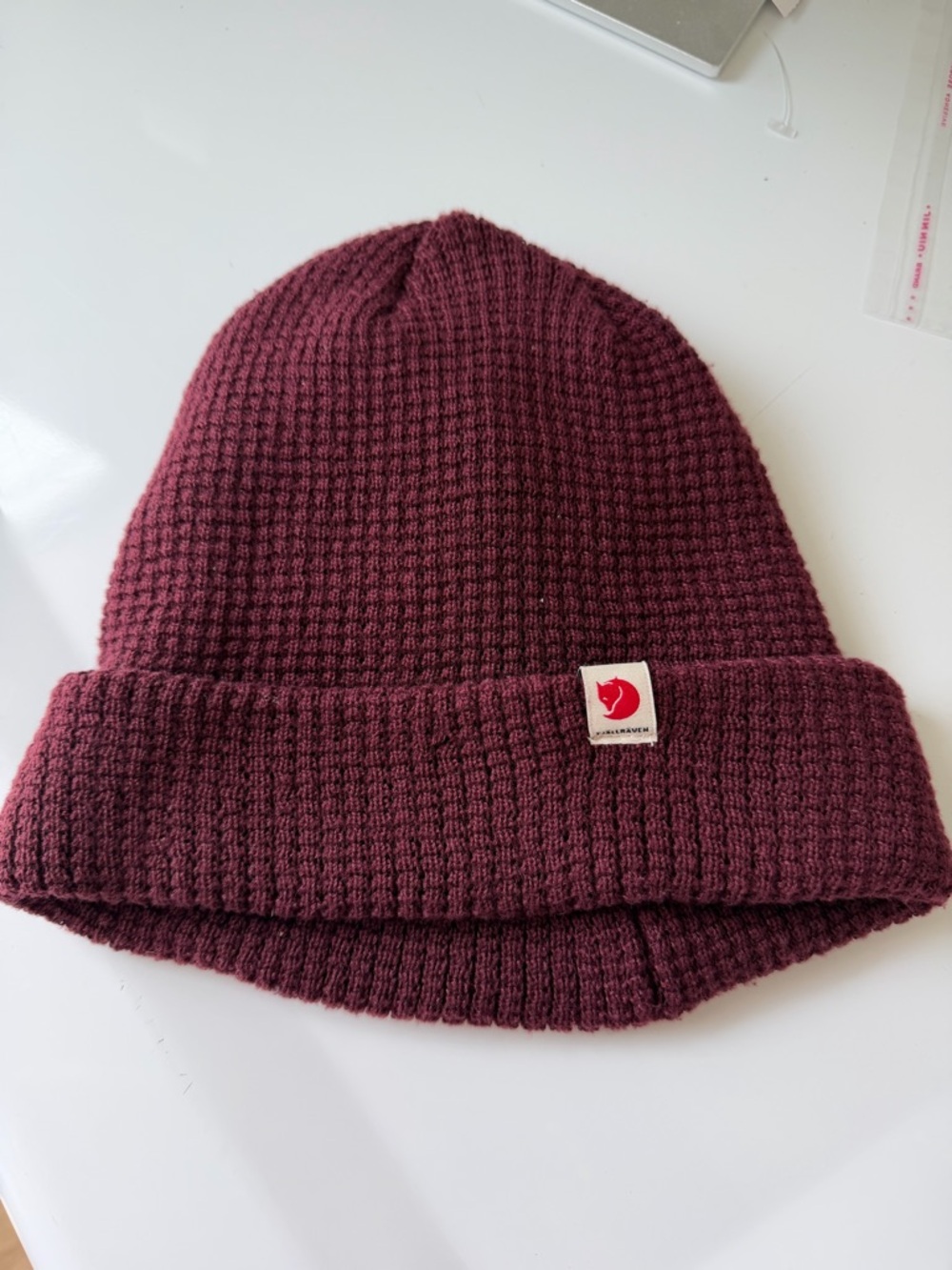 Fjallraven Deep Maroon Ribbed Cuffed Beanie